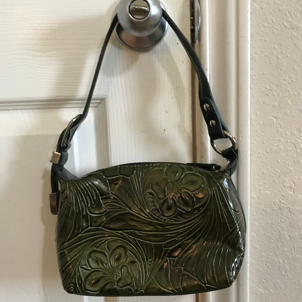 Small Tooled Olive Green Purse